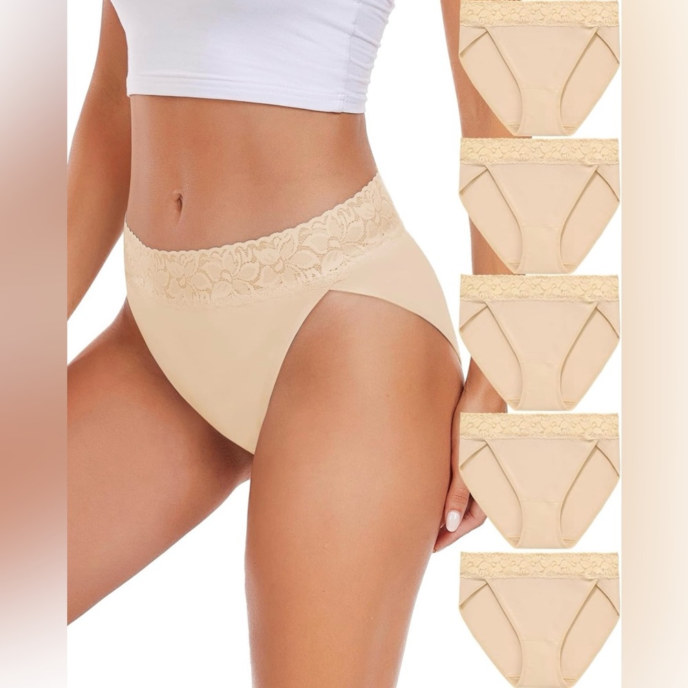 RHYFF Women’s Underwear Panties High Cut Lace Panty Stretch Soft Hipster - NWT